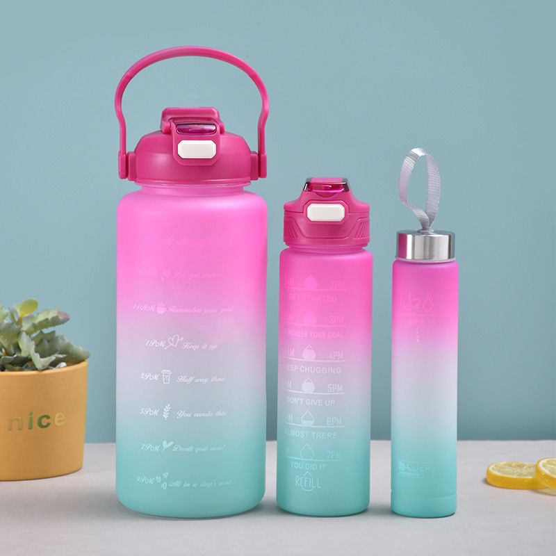 3 pcs, Motivational Water Bottles Set, 9.47 oz/25.36oz/67.63oz Water Bottles, Summer Drinkware, Sports Water Cups,Birthday gifts