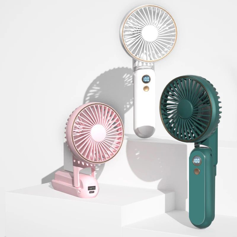 Compact and Quet 5 Speed Portable Fan. Rechargeable and Power Bank Enabled