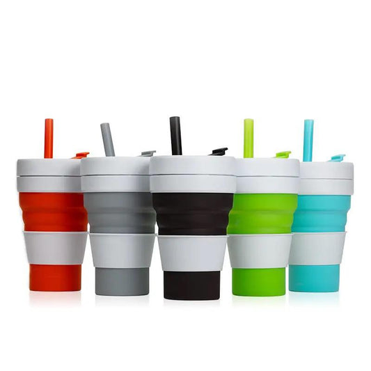 1 pc Portable Silicone Folding Water Cup, for Outdoor Picnic, Travel, Camping... Water bottle with straw