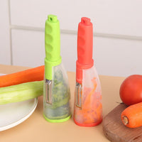 2 in 1 Stainless steel, Vegetable and Fruit Peeler with Peel and Storage case, Portable kitchen tool and Easy Clean trash bin