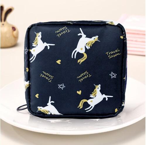 1pc Chic Cartoon Tampon or Cosmetic Storage Bag, Portable and Spacious Sanitary Napkin Organizer , Ideal for Travel