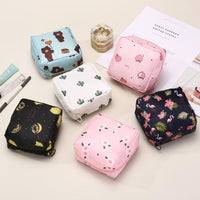 1pc Chic Cartoon Tampon or Cosmetic Storage Bag, Portable and Spacious Sanitary Napkin Organizer , Ideal for Travel