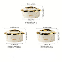 3 pcs, golden touch food warmer, thermal casserole dish set with lids, insulated stainless steel containers for hot and cold foods.