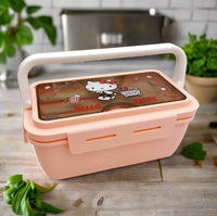 1 pcs Double Layer Lunch Box with Spoon, Portable Lunch Box, Outdoor Travel Accessories, School and Office Staffs kitchen Accessories